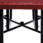 Global Industrial 46" Square Picnic Table, Expanded Metal, Red Thermoplastic Coating, Attached Benches, 1-1/2” Umbrella Pole Hole, Outdoor-Rated, 1000 lb Capacity