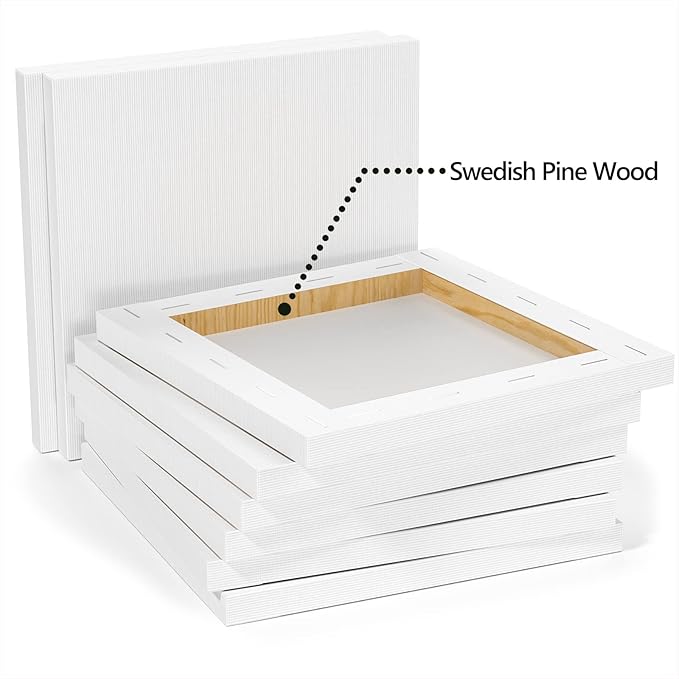 GOTIDEAL Stretched Canvases for Painting, 24x36" Inch Set of 2, Primed White - 100% Cotton Blank Art Large Canvas Boards for Painting for Acrylic Pouring, Oil Paint Dry & Wet Art Media