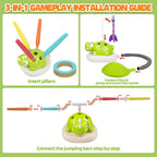 Aliex 3 in 1 Dinosaur Musical Jumping, Toss Ring and Stomping Launch Rocket Launcher, Indoor & Outdoor Sports Toys with Remote Control for Kids Ages 3-8 4-6,Active Outside Toy Gift for Boys and Girls