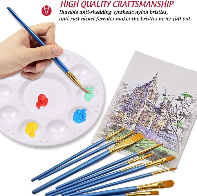 DUGATO Halloween Artist Paint Brush & Palette Set - 20 Nylon Brushes (Assorted Sizes & Shapes) with 5 Mixing Trays - Ideal for Acrylic, Watercolor, Oil & Gouache Painting