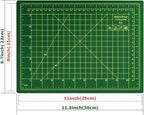 Thickness-Upgraded 9" x 12" Self Healing Sewing Mat, WerkWise Rotary Cutting Mat, Double Sided 5-Ply 9x12 Inch Cutting Board for Quilting, Fabric, & Crafts, Use with Rotary Cutters (Green & Black)