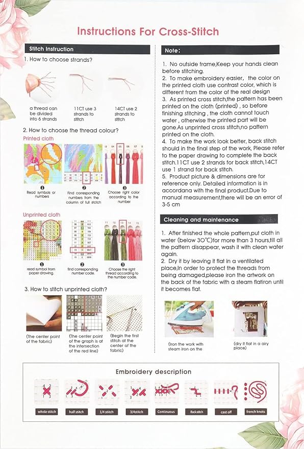 Skullhead Stamped Cross Stitch Kits - Flower Counted Cross Stitch Kits for Beginners Adults Needlepoint Cross-Stitch Patterns Butterfly Dimensions Needlecrafts Embroidery Kits Arts and Crafts