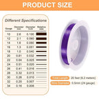 HARFINGTON 20ft Jewelry Wire, 24 Gauge (0.5mm) Brass Craft Soft Metal Tarnish Resistant Copper Beading Wire for Jewelry Making Supplies Crafting, Purple