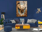 SpiritualHands Rustic Elephant Printed Tempered Glass Wall Art Painting for Living Room, Tempered Glass Modern Prints Decor, Large Vivid Color Panel for Bedroom, Kitchen, or Office