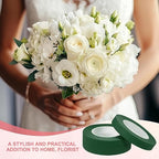 MECCANIXITY 12 Rolls Floral Tapes, 30 Yard x 1/16 in Florist Crepe Flowers Bouquets Tape Adhesive Waterproof for Flower Arranging Wrapping, Deep Green
