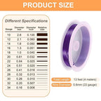 HARFINGTON 13ft Jewelry Wire, 22 Gauge (0.6mm) Brass Craft Soft Metal Tarnish Resistant Copper Beading Wire for Jewelry Making Supplies Crafting, Purple