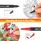 80 Coloring Markers for Adults No Bleeding, Dual Tip Fine & Brush Marker Pens, Art Colored Markers Set for Kids Adults Coloring Books Bullet Journaling Drawing
