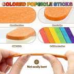 300PCS Colored Sticks for Craft, 3 Sizes (2.5",4.5",6") Colorful Rainbow Popsicle Wooden Sticks Bulk for Home Decoration Project Kid Classroom Art DIY Craft Supplies School Activities
