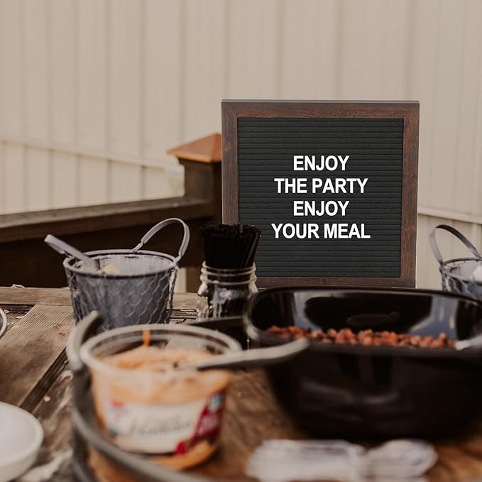 PATIKIL Felt Letter Board, 12x16Inches Black Wooden Changeable Message Board with Storage Bag Stand for Kitchen Menu Classroom Farmhouse Decor Notes, White Letter