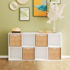 Wooden 8 Cube Storage Organizer with Closed Back Panel,White Shelf Heavy Duty Cubby Storage Organizer with Compartments for Living,Display Shelf,Bookshelf (White, 8-Cube)