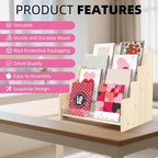 4-Tier Wooden Greeting Card Display Stand, Acrylic Brochure Holder for Retail Counter, Craft Fairs Photo Picture Postcard Organizer Rack, Space-Saving Desktop Display