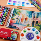 Mont Marte Watercolor Set Full Pan Signature 73pcs, Including 50 Bright and 22 Metallic Colors with Translucent Finish, Ideal for Artists, Hobbyists and Adults