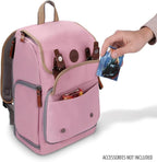 ENHANCE Mid-Size Trading Card Storage Box Backpack for Playing Card Case - Card Binder Space, TCG Deck Box Storage, Playmat Holder - Compatible with Magic the Gathering, YuGiOh, DnD (Pink)