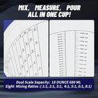 15 PACK Paint Mixing Cups by KEHE REFINISH,64 oz (1900ml),Disposable or Reusable Plastic Measuring Cups with Lids for Liquids, Paints, Resin, Epoxy, Art,Ratios 1:1,2:1, 3:1, 4:1,5:1,6:1,7:1,8:1