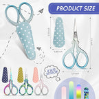 Honoson 4 Pcs Sewing Embroidery Scissors with 4 Pcs Artificial Leather Cover 3.6 Inch Stainless Steel Stork Scissors Vintage Embroidery for Needlework Manual Sewing Handicraft(Fresh Colors)