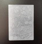 NZJ Baby Footprint Trolley Happy Birthday Shower Plastic Embossing Folders for Card Making Scrapbooking and Other Paper Crafts (1) Transparent