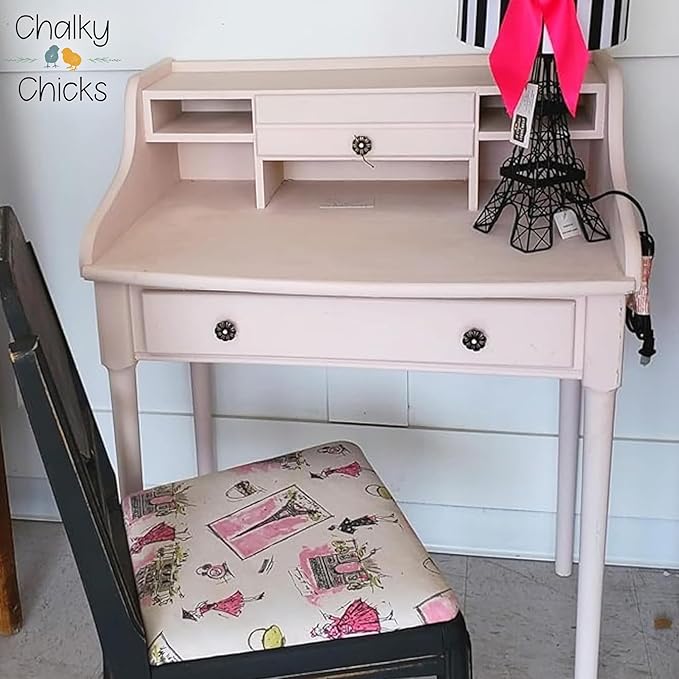 Chalky Chicks All-in-One Chalk Paint for Furniture or Cabinet - 16 Fl Oz - Matte Finish Paris Pink for Metal, Wood Furniture Paint - No Sanding All-in-One for Home Decor & Crafts, USA Made