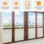 DKTIE Geometric Art Stained Glass Window Film Bathroom Window Privacy Film Frosted Glass Static Clings Non Adhesive with Installation Tools, Modern Home Improvement Style (S119, 17.7'' x 78.7'')