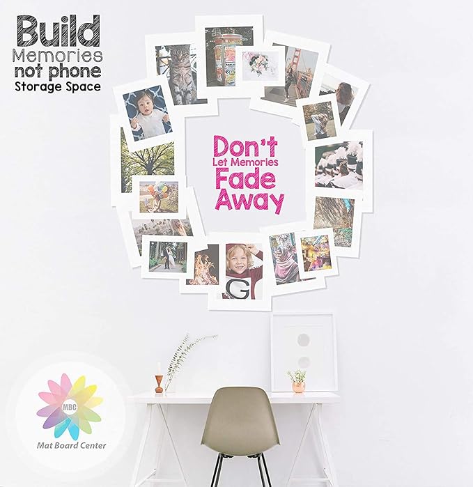 Mat Board Center, Pack of 10, 14x14 for 10x10 White Photo Picture Mats - Acid Free, 4-ply Thickness, White Core - for Pictures, Photos, Framing