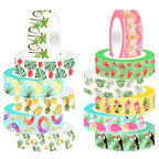 12 Rolls Fruits Washi Tapes, Hawaiian Leaves Cactus Masking Tapes, Colorful Fruits Decorative Adhesive for Scrapbook Journals DIY Craft Gift Wrapping Birthday Thanksgiving Christmas Party Decor 16.4Ft