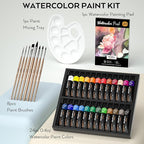 Nicpro Watercolor Paint Set for Adults, Beginner & Artists, 24 Tubes Water Color Paint Set with 25 Watercolor Paper, 8 Squirrel Paint Brushes, Palettes, Color Wheel, Art Painting Supplies