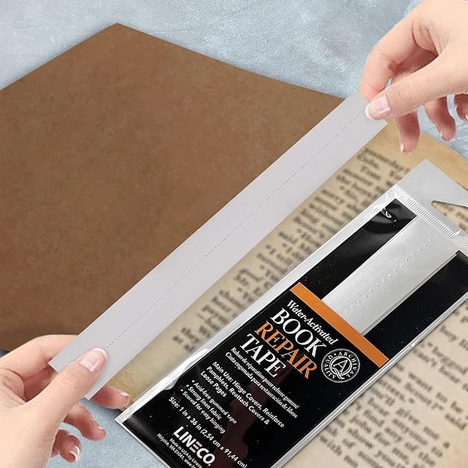 Lineco, Water-Activated Book Repair Tape, for Hinge Covers, Repair Pamphlets, Covers and Paper Pages, Non-Yellowing, Neutral pH, 1 Inch x 36 Inch