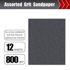 800 Grit Sandpaper, Wet Dry Sandpaper for Wood Metal Hand Sander Sand Paper Sandpaper Sheets Sandpaper Set Cut for Use 9" x 11"/12 Sheets