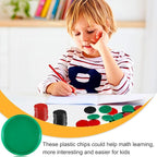 Coopay 1 1/2 Inches Plastic Poker Chips Learning Counters Disks Bingo Chip Counting Discs Markers for Math Practice and Poker Card Game Tokens, Teaching Rewards, 200 Pieces (Red, Green, White, Black)