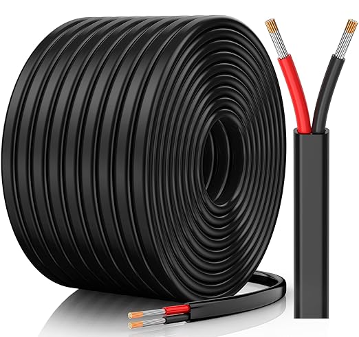 10 Gauge Wire, 10 AWG 2 Conductor Electrical Wire, Flexible/Oxygen-Free Tinned Copper/Stranded PVC 10/2 Cord for Automotive, Marine, LED Strips, Solar, RV, Lighting (50FT)
