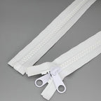Leekayer 2PCS #10 60 Inch Heavy Duty Zippers for Sewing Separating Large Plastic Zippers White Tape with Double Pull Tab Slider, Sleeping Bag, Boat, Canvas, Cover, Trampoline, Dog Bed,Tent (60" 2pcs)