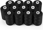 ilauke Sewing Thread, 12 Spools 1000 Yards Each Black Polyester All Purpose Thread, Sewing Machine Supplies fo Beginners/Hand Sewing/Hand Stitching, Quilting