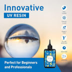 Bsrezn 200g UV Resin Kit with Light, Crystal Clear Solar Activated UV Epoxy Resin for Jewelry Making (100g x 2)