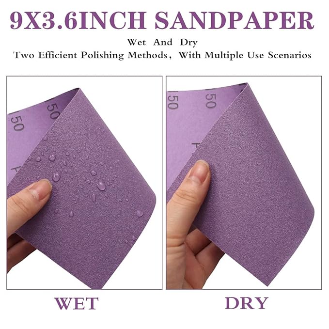 Sandpaper 240 Grit,Wet Dry Sanding Sheets,High Performance Ceramic Abrasive Sand Paper for Wood Furniture Finishing,Metal Grinding,Automotive Polishing,9 x 3.6 Inch,25-Pack