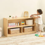 OOOK 2-Shelf Montessori Shelf Toy Organizers and Storage for Kids, 3-Section Wooden Storage Cabinet Shelves for Classroom, Kindergarten, Kids Room, Playroom