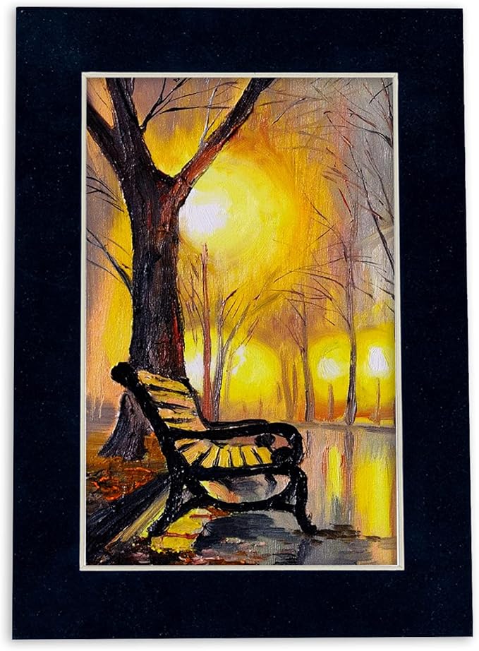 Pack of TEN 8x10 Mats Bevel Cut for 5.5x8.5 Photos - Acid Free Navy Suede Precut Matboards For Pictures, Photos, Framing - 4-ply Thickness