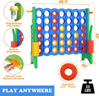Jumbo 4 in a Row Game Set,4FT Giant Game Set with Carry Bag&44 Pieces Rings&Cup Holder,Indoor/Outdoor Yard Game for Kids & Adults-Fun Family&Party Game-Boosts Brain Power (Blue&Green)