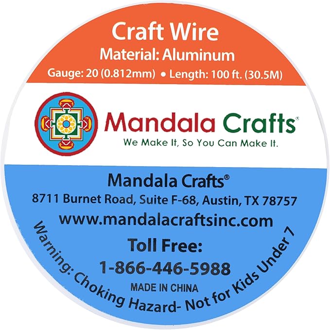Mandala Crafts 12 14 16 18 20 22 Gauge Anodized Jewelry Making Beading Floral Colored Aluminum Craft Wire (20 Gauge, Black)
