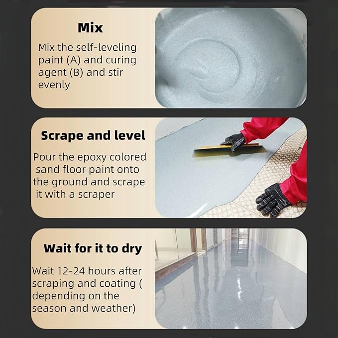 Epoxy Colored Sand Floor Paint, Epoxy Floor Paint High Gloss Marble Effect Coating for Indoor and Outdoor, Wear-resistant and non-slip Self-leveling Coating Yellow 35OZ(1KG)