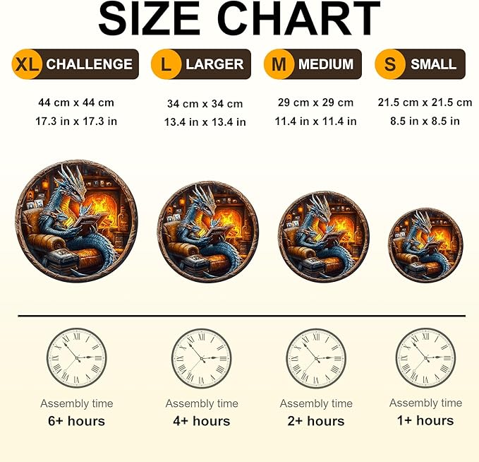 KAAYEE Wooden Puzzles for Adults, 3D Visual Effect Dragon Family Night Reading Wooden Jigsaw Puzzle Unique Shape Wood Puzzle Adult, 3D Effect Flat Puzzle Birthday Family Games (M-11.4*11.4 in-195pcs)
