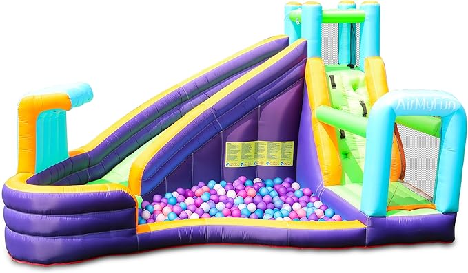 AirMyFun Inflatable Waterslide, Water Bounce House for Wet and Dry, Kids Bouncy House Water Park with Air Blower, Water Spray, Splash Pool, A83021