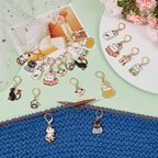 SUNNYCLUE 1 Box 20Pcs 10 Style Locking Stitch Marker Cute Stitch Markers Cat Pet Animal Leverback Knitting Charms Knitting Tools for Weaving Sewing Needleworks Women Adults DIY Crafts