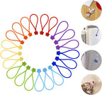 7Colors-21Pack Reusable Silicone Twist Ties, 7.48'' Magnetic Cable Ties with Strong Magnet for Organizing Cables, Hanging Stuff, USB Cords,Fridge Magnets, Used in Many Ways or Just for Fun