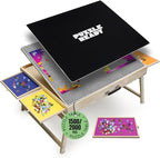Puzzle Ready Puzzle Table with Drawers - 1500-Piece Wood, 27" x 36", Foldable & Portable - Jigsaw Puzzle Table & Organizer Design with 4 Color-Coded Trays, 3 Tilt Angles & Cover Mat