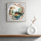 KAAYEE Wooden Puzzles for Adults, 3D Visual Effect Chinese Landscape Painting Wooden Jigsaw Puzzle Unique Shape Wood Puzzle Adult, 3D Effect Flat Puzzle Birthday Family Games (L-13.4*13.4 in-285pcs)