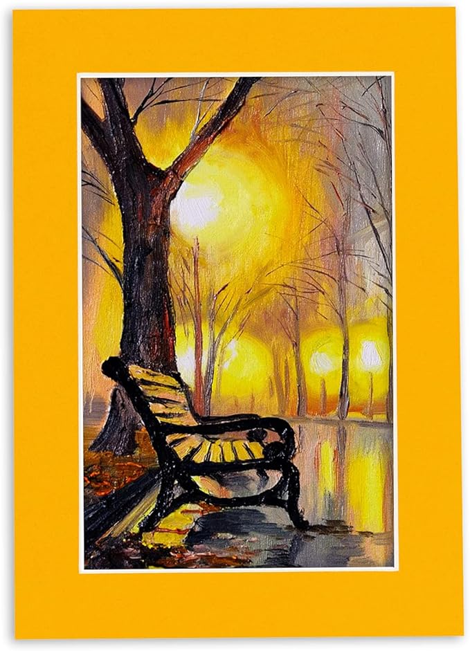 Pack of 25 Acid Free 11x14 Mats Bevel Cut for 8.5x11 Photos - Golden Orange Precut Matboards For Pictures, Photos, Framing - 4-ply Thickness