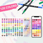120 Colors Numbered Dual Tip Brush Pens with Free App, Fine and Brush Tips Pens for Adults and Kids, Coloring Markers for Coloring Book Bullet Journaling Note Taking Planner Hand Lettering