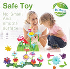 3-6 Years Old Toddler Toys - Flower Garden Building Toy with Insect Pegs, Educational Activity Gifts for Girls Preschool-Kindergarten, 153Pcs STEM Stacking Pretend Play Set