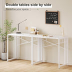 35 inch Folding Small Desk, Writing Gaming Computer Camping Desk for Small Spaces, No Assembly Required Home Office Table, White Marble