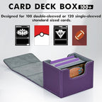 ZLCA Card Deck Box for Trading Cards, MTG Commander Deck Box Holds 120+ Single Sleeved, Leather Magnetic Card Storage Case Fits for TCG CCG Magic (Purple)