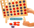 BSIRI Wooden Connect a Row in 4 - Board Games Kids Outdoor Toys Home Decor Rustic Yard Games Family Games for Kids and Adults Giant Jumbo Birthday Gifts for Men